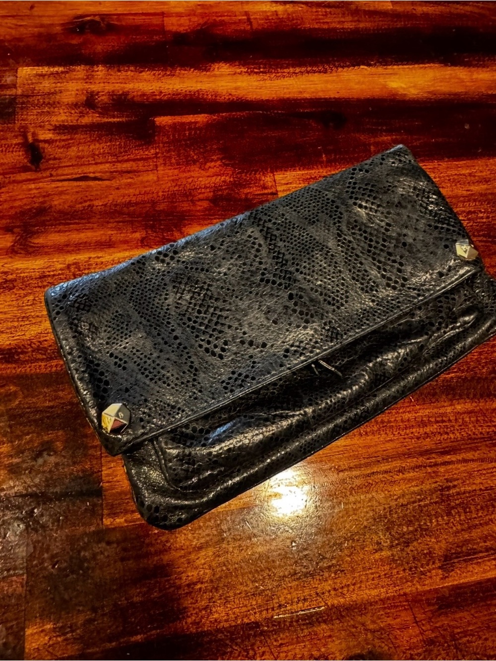Authentic Henri Bendel Black Snakeskin Clutch Bag